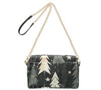 Yoogain Pine Tree Stars Design Hunter Dark Black White Small Crossbody Bag For Women Vegan Leather Women's Purses Waterproof Shoulder Handbags For Women