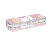 Yoogain Pink Donut Food unicorns Cat Plastic Pencils Box Clear 2 Layer Pens Case Boxes For Stationery Supplies With Snap-Tight Lid