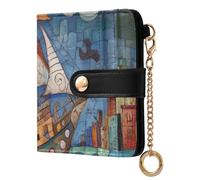 Yoogain Pirate Ship Sailing on The Sea Ladies Cute Foldable Wallet Cute PU Leather Bifold Wallet for Women Girls