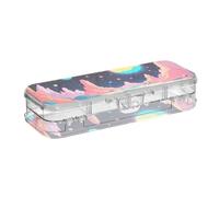 Yoogain Planet Magic Scene Clear Pencil Box Plastic 2 Layer Hard Pens Cases For Kids With Snap Lid