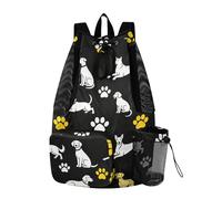 Yoogain Playing Dog Black Yellow Brother Drawstring Beach Bags Camp Bag With Pockets Cinch Bags Wet and Dry Separation