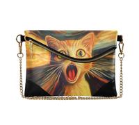 Yoogain PU Leather Clutch Purses for Women Elegant Wristlet Wallet for Wedding Colorful Screaming Cat Illustration