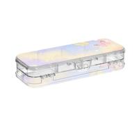 Yoogain Purple Dreamy Rainbow Butterfly Garden Plastic Pencil Box Clear Double-Deck Transparent Pens Case For Art Supplies With Lid