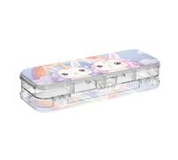 Yoogain Rainbow unicorns Sky Purple Plastic Pencil Box Double Layer Pens Case Transparent Hard For Stationery Supplies With Snap And Lid