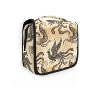 Yoogain Retro Peacock Beige Phoenix travel kit for women with hanging hook Portable toiletry kit with Compartments & Handle