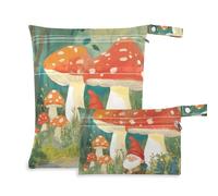 Yoogain reusable bags for beach 2 Pack travel essentials for babies with handles for yoga (Gnome Hiding Among The Mushrooms)