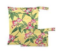 Yoogain reusable dry bags waterproof 2 Pack wet bag for swimsuit with handles for baby diapers (Margay Phlox Genesis Misty Rose)