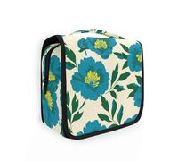 Yoogain Romania Peony Turquoise Ark Green travel makeup with hanging hook Lightweight brush bag Vertical Free-Standing