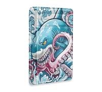 Yoogain Sea Animal Vs Cuttlefish leather mens front pocket wallet slim With ID Window RFID Blocking card holders for men&women