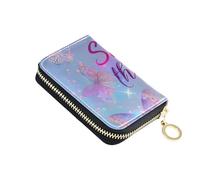 Yoogain Seize The Day Butterflies leather card wallet women With 2 cash slot RFID Blocking card holder for women with zipper