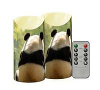 Yoogain Small Flameless Candles with Timer 2/4/6/8H Timer Flameless Candles for Valentine’s Day Cute Panda Back bamboos Grove