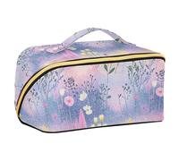 Yoogain Summer Floral Light Color Beautiful Toiletry Bags with dividers Zipper Cosmetic Bag For Pursravel-Size Accessories