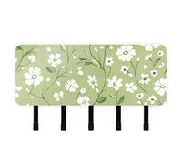 Yoogain Summer Green Little Flowers Key Hook for Wall with Mail Organizer & 5 Hook Self-Adhesive Hanging Kitchen Decor Key Hook for Living Room