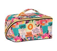 Yoogain Sun Colorful Art Words Toiletry Bag with dividers Large Large Capacity Travel Cosmetic Bag with Compartments & Handle