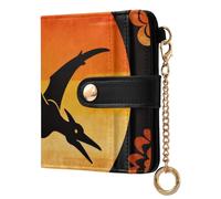Yoogain Sunset Cowboy Pterosaur Women's Folding Card Wallet Waterproof PU Leather Folding Wallet for Women Girls
