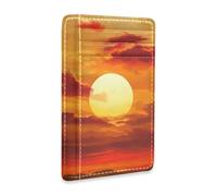 Yoogain Sunset River Orange Pattern leather mens slim wallets with money clip RFID Blocking id card holder for Men and Women
