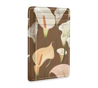 Yoogain Sweet Calla Lily Flower Brown leather slim small wallets With Cash Slot RFID Blocking small wallet for cards for Men and Women