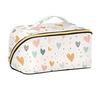Yoogain Sweet Hearts Colorful Cutoiletry Bag with dividers Portable Case Cosmetic Makeup Bag Vertical Free-Standing