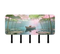 Yoogain The Magical Scene Beneath The Water Lily Leaves Wall Key Holder with Mail Organizer & 5 Hook Self-Adhesive Hanging Room Decor Key Hook for Living Room