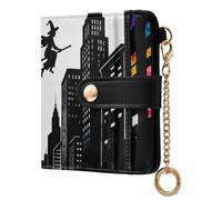 Yoogain Tie Die Witch Silhouettes Women's Folding Wallet For Women Convenient PU Leather Card Wallet for Women