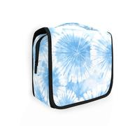 Yoogain Tie-dye Vanilla Blue medicine bag for traveling with hanging hook Zipper toiletry bags Vertical Free-Standing