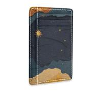 Yoogain Torn Paper Style Star Night Yellow Blue leather mens slim wallets with money clip RFID Blocking card holder wallet for men&women
