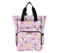 Yoogain Travel Diaper Bags unicorns Hearts Rainbow Pattern Pink