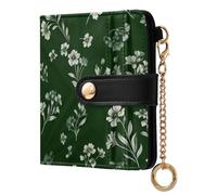 Yoogain Trendy Dark Green Lovely Floral Ladies Lightweight Foldable Wallet Waterproof PU Leather Wallet for Women Boys Girls