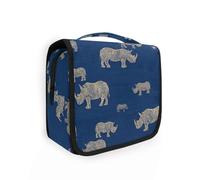 Yoogain Trendy Wooden Rhino Blu Ray hanging travel toiletry bag with hanging hook Essentials toiletry bags with Compartments & Handle
