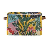Yoogain Tropical Aesthetics Of The Summer storage baskets, folding waterproof pantry baskets with sturdy handle bags Decorative for clothing
