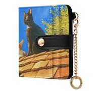 Yoogain Village Farm Rooster Cats Ladies Slim Foldable Wallet Cute Compact PU Leather Wallet for Women Girls