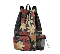 Yoogain Vintage Maple Leaf Black Drawstring Bags Climbing Gym Bag With Pockets String Back Pack Dry Wet Separation