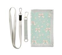 Yoogain Vintage Pastel Pink Bows Wildflowers Blue Shapes trifold wallets for travel simple trifold wallets with lanyard, vintage pastel pink bows wildflowers blue shapes, One Size, Fashion