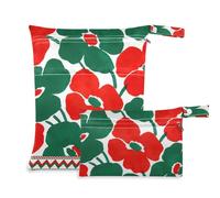 Yoogain washable dry bag 2 Pack travel essentials for babies with handles for pool (Green Red Flowers Tribal Patterns)