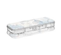 Yoogain Watercolor Two Cats Clear Pencil Plastic Box Double Layer Hard Pens Case For Stationery Supplies With Snap-Tight Lid