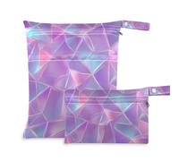 Yoogain waterproof bag for baby 2 Pack travel essentials for babies with handles for travel (Neon Alaskan Irregular Polygon Pink)