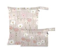 Yoogain waterproof water proof bags 2 Pack travel essentials for flying with handles for baby diapers (Naughty GrasslFloral Pink)