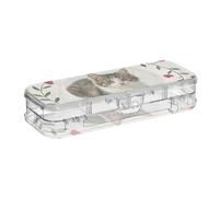 Yoogain Welcome Home Cute Cartoon Cat Pencil Storage Box Clear Double Deck Hard Pens Case For School With Snap And Lid