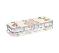 Yoogain Welcome Home Cute Cartoon Rabbit Plastic Pencil Box Clear Double Layer Transparent Pens Case For Stationery Supplies With Snap Lid