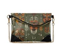 Yoogain Women's Leather Wristlet Clutch Purse Anti-Theft Evening Handbag for Lady Afro Arrow Soft Green Orange