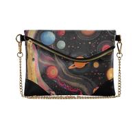 Yoogain Women's Leather Wristlet Clutch Purse Elegant Purses And Handbags for Wedding Colorful Space Planets and Earth