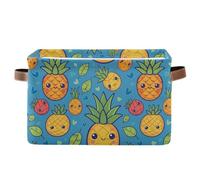Yoogain Yellow Cartoon Pineapple Blue storage baskets, Foldable waterproof organizers and storage basket with sturdy handle Hamper little for shelf