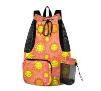 Yoogain Yellow Summer Sunset Pink Beach Backpack Drawstring Sport Gym Sackpack With Pockets String Bag Dry Wet Separation