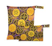 Yoogain zippered bag for daycare 2 Pack diaper bag essential items with handles for yoga (Happy Halloween Magic Badge)