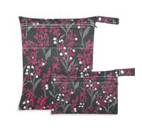 Yoogain zippered wet diaper bag 2 Pack diaper bag essential items with handles for beach (FinlLily Of The Valley Gray Magenta)