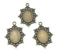 YOOGCORETT 20pcs Charms Antique Oval Bezel Pendants Trays Blank Cabochons Base Setting Bezel Cameo for DIY Craft Necklace Bracelets Keychain Jewelry Making Findings ( Antique Bronze) 29 x 23mm