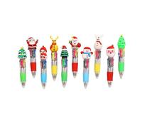 Yooghuge 10Pcs Christmas Multicolored Pen 4-Color-in-1 Retractable Ballpoint For Student Journaling Color Coding Note Taking Christmas Set
