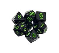 Yooghuge 7Pcs DND-Polyhedral Dice RPG-Dice For Dungeons-and-Dragons Pathfinder-MTG D&D-Role Playing Game Black-Dice Set D&d-dice Tray Green D&d-dice Bags With Drawstring