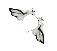 Yooghuge Bendable Devil Horn Hairband Realistic Faux Furs Fantasy Creature Animal Ear Costume Headwear Party Accessory For Adult Halloween Anime Hairband