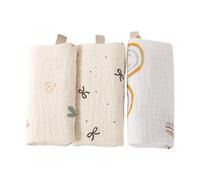 Yooghuge Cotton Infant Face Towels 3pcs Multipurpose Burp Cloth Soft Bathing Towels 23x23cm Square Bibs For Boys And Girls Baby Teething Bibs